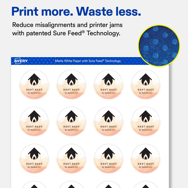 Matte White Round Labels - Printable Self-Adhesive Sticker Sheets 1.5" Diameter