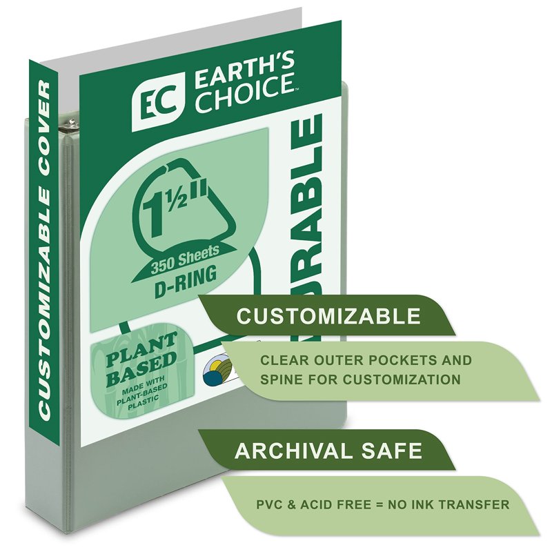 Samsill Earth’s Choice Plant-Based 1.5 Inch 3-Ring View Binder 4 Pack