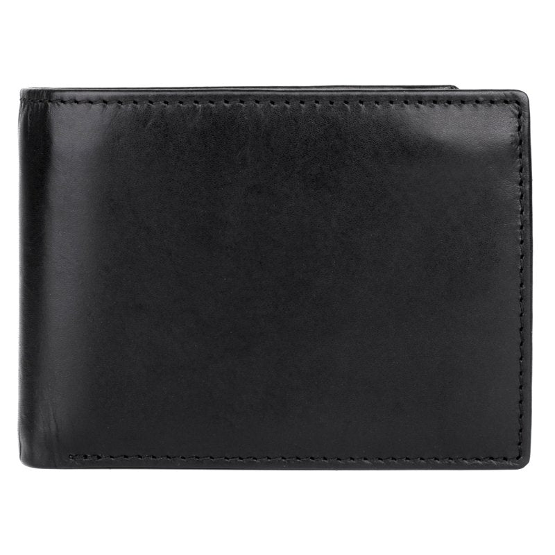 Men's Leather Regatta Convertible Billfold Wallet with Zip Coin Pocket - Black