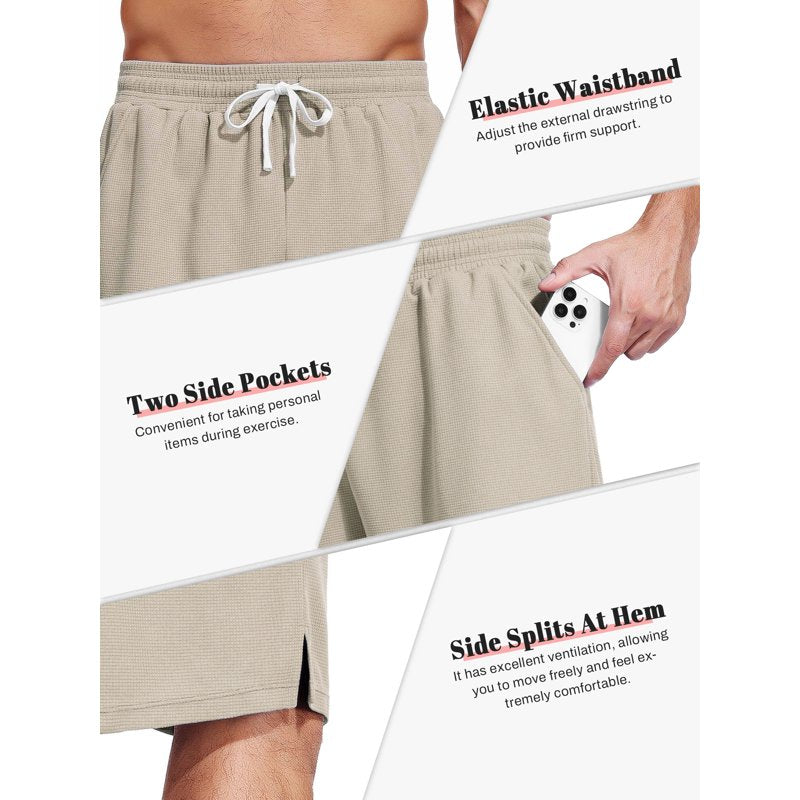 Men's Athletic Shorts with Pockets & Elastic Waistband for Running Gym & Basketball