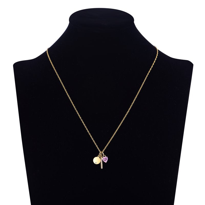 Simulated Diamond Necklace in 14K Gold Plated Sterling Silver - Women's Jewelry