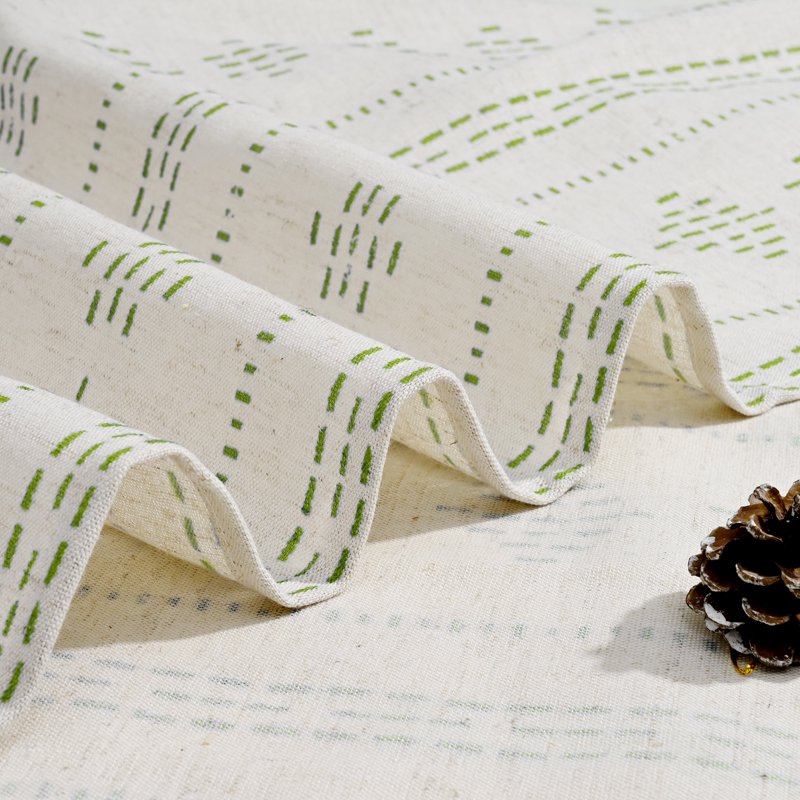 Linen Boho Farmhouse Curtains Set - Light Filtering Geometric Striped Window Drapes, 52x84 inches