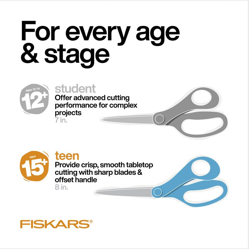 2 Pack School & Office Scissors - 8-Inch Pointed Metal Cutting Tools