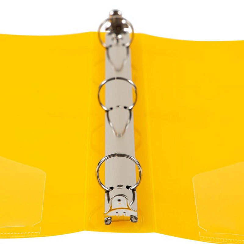 1 Inch Yellow Plastic Binder - 3 Ring Office Organizer, 11.5 x 10.25