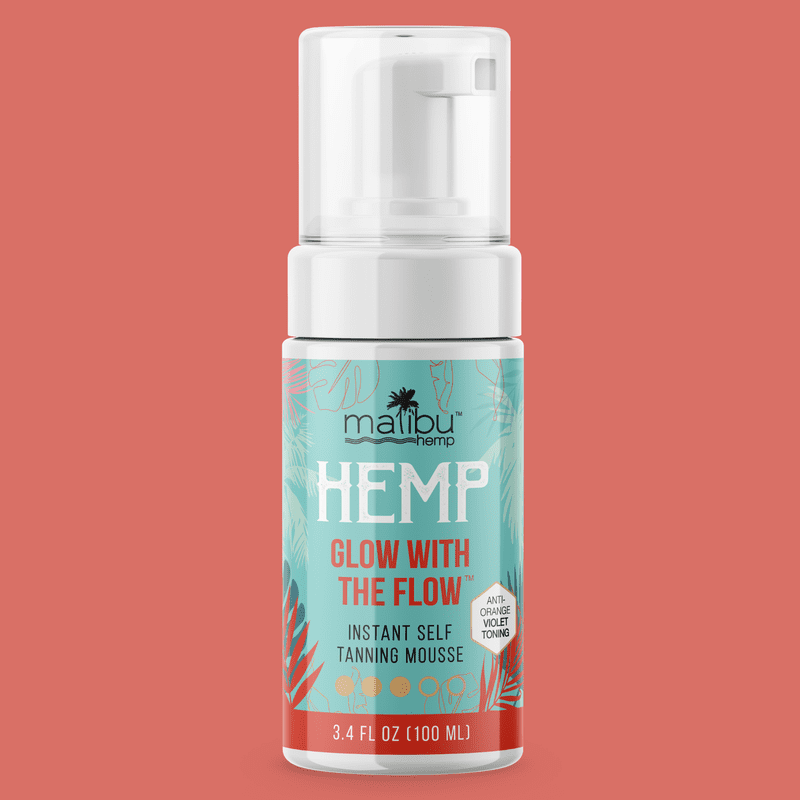 Malibu Hemp Sunless Tanning Mousse Medium Shade 3.4 fl oz - Natural Glow, Streak-Free