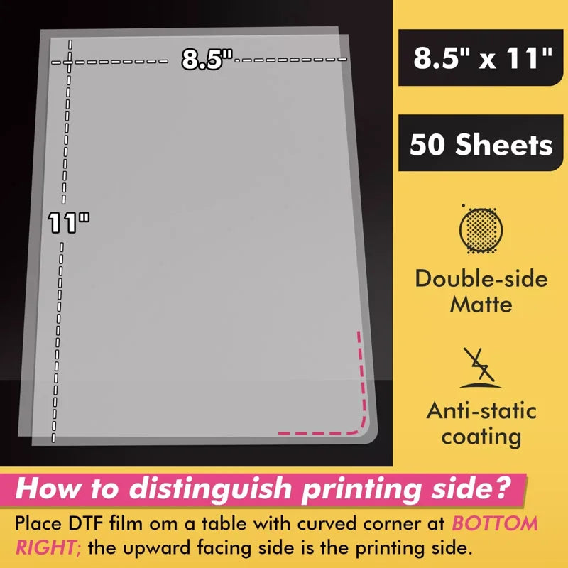 DTF Film Powder Kit 8.5x11 Inch Transfer Film & White Powder for T-Shirt Printing