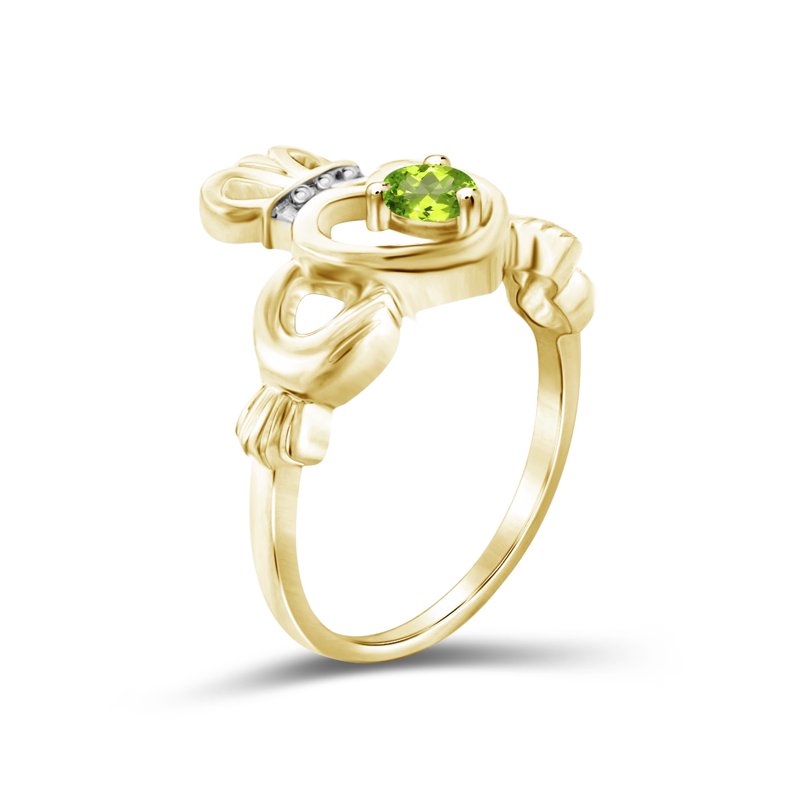 Peridot Birthstone Ring 0.25 Carat Gold Plated Silver Jewelry for Women