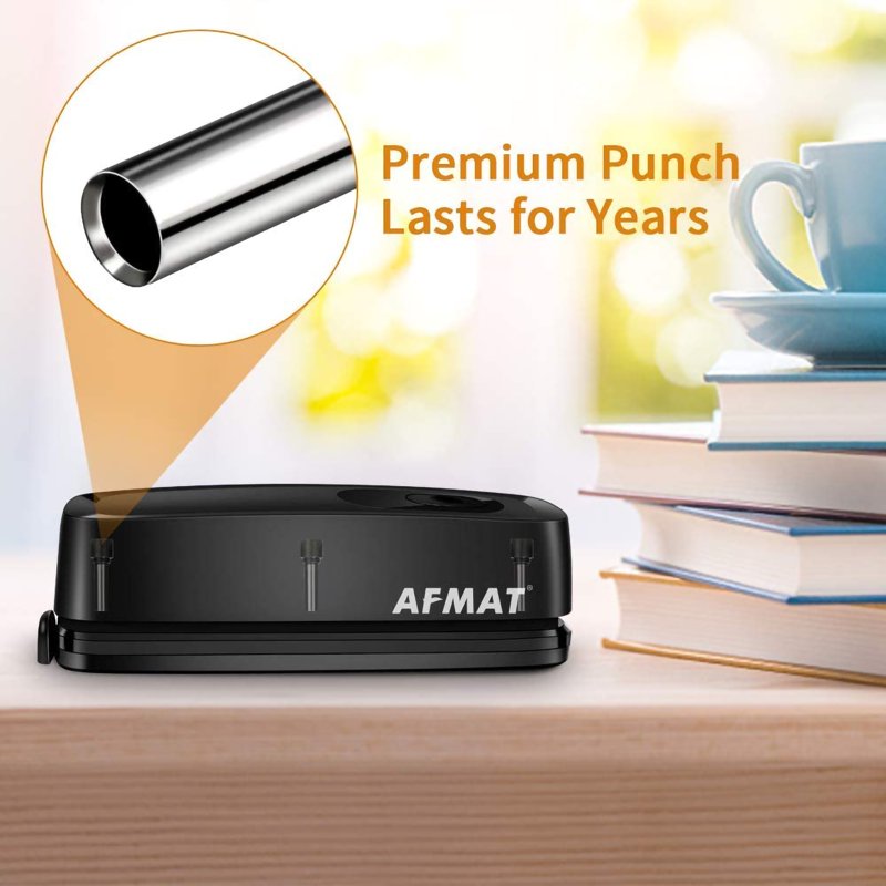 Electric 3-Hole Puncher for Office Paper, 20 Sheet Capacity, Battery or AC Powered