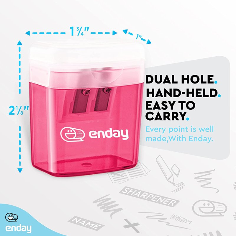 Dual Manual Pencil Sharpener for Colored and Large Pencils - Pink