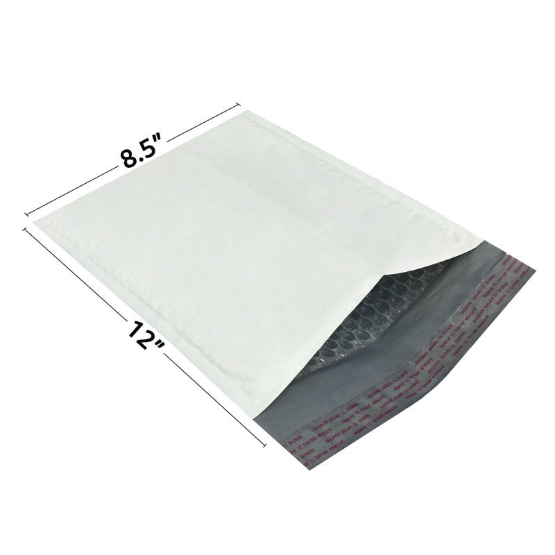 Poly Bubble Mailer Bags - 8.5 x 12 Inch Self-Sealing Shipping Envelopes, Pack of 100