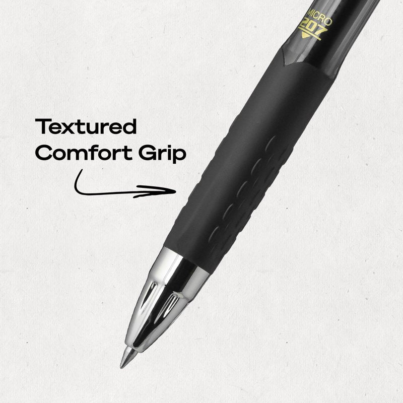 Retractable Gel Pens with Micro 0.5mm Fine Tip - Black Ink, 12-Count Pack