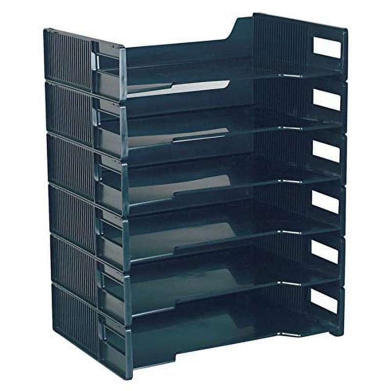 Stackable Letter Tray Set - Black, 6 Pack for Office & Home Organization