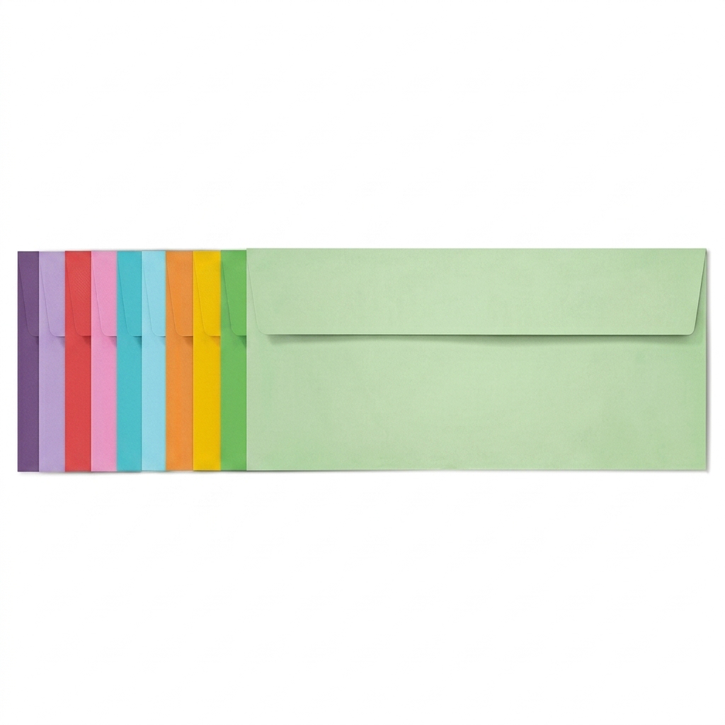 Colorful Business Envelopes #10 Self-Seal Office Mailers 4.13x9.49 Inches 100 Pack