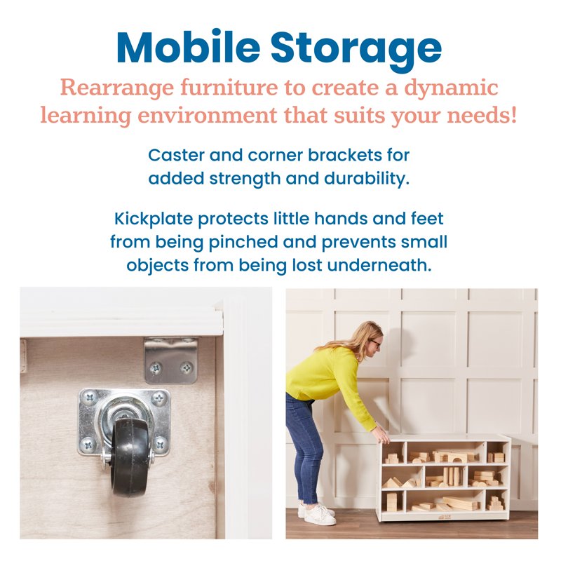 Mobile Building Block Storage Cabinet - Classroom Furniture with Locking Casters