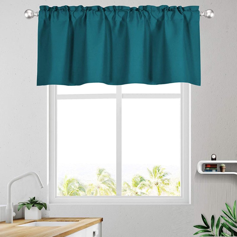 Blackout Window Valance Curtain 42x18 Inches - Room Darkening Home Decor