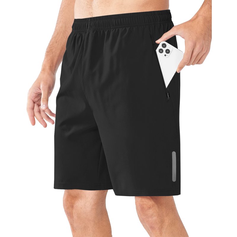 Men's Athletic Shorts Set with Zipper Pockets Quick Dry Workout Sportswear