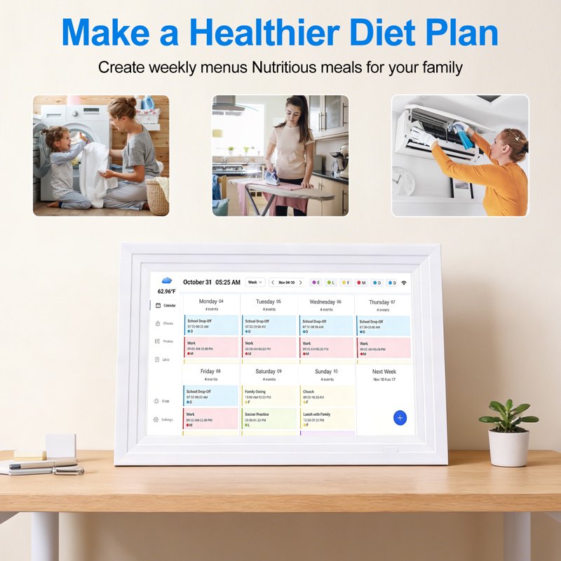 10.1 Inch Digital Wall Calendar & Family Chore Organizer with WiFi Touchscreen