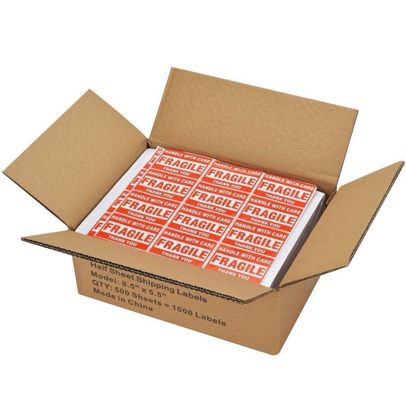 Self-Adhesive Half Sheet Shipping Labels for Laser & Inkjet Printers - 8.5 x 5.5 Inches, Blank Address Labels, Bulk Pack