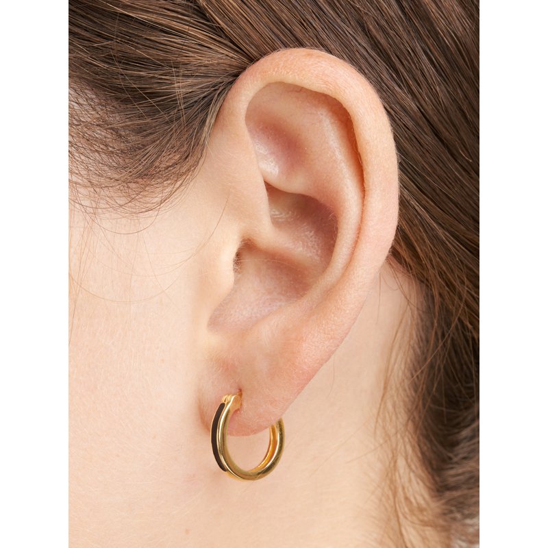 Gold Over Silver Hoop Earrings with CZ for Women - Elegant Jewelry Gift