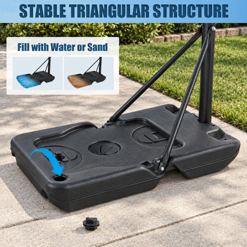 Portable Adjustable Basketball Hoop with PE Backboard for Outdoor & Indoor Play