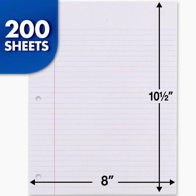 College Ruled Filler Paper 10.5 x 8 Inches, 3 Pack, 200 Sheets - Office Supplies