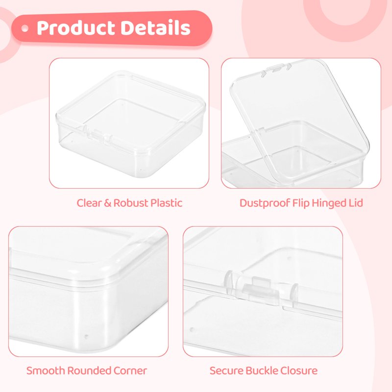 120PCS Small Plastic Bead Storage Containers with Hinged Lids - Clear Jewelry & Craft Organizer Boxes