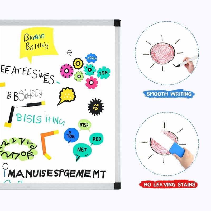 Magnetic Whiteboard Wall Mount Dry Erase Board with Aluminum Pen Tray — Multiple Sizes