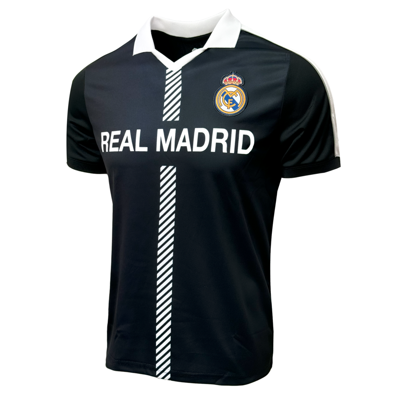 Licensed Real Madrid Soccer Jersey for Men - Icon Sports Black/White, 100% Polyester, YS-XXL, Adult L