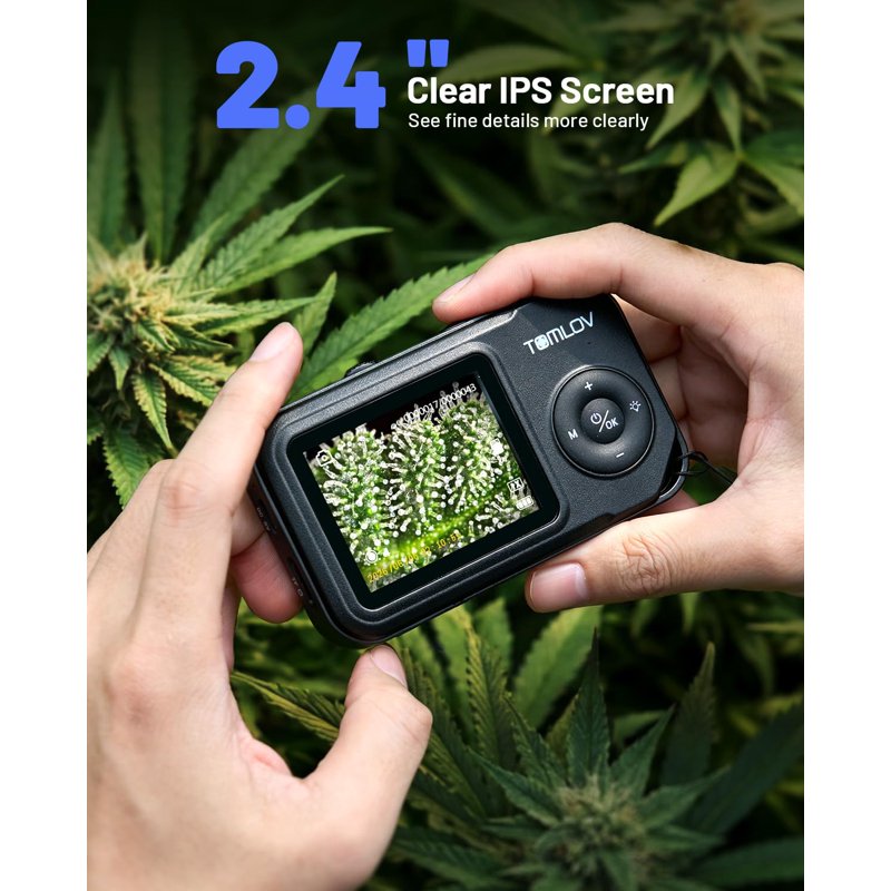Portable Digital Microscope with 2.4" IPS Screen & Adjustable Focus for Jewelry & Nature