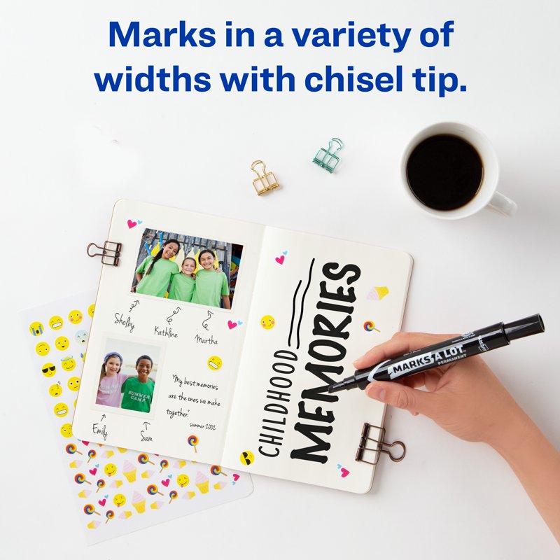 Permanent Markers with Chisel Tip - Black, 36 Pack