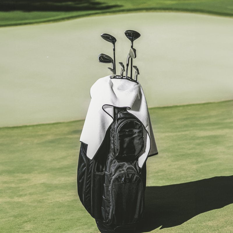 Golf Towel Microfiber 40 x 16 Inches White Black Pack Options - Golf Accessories