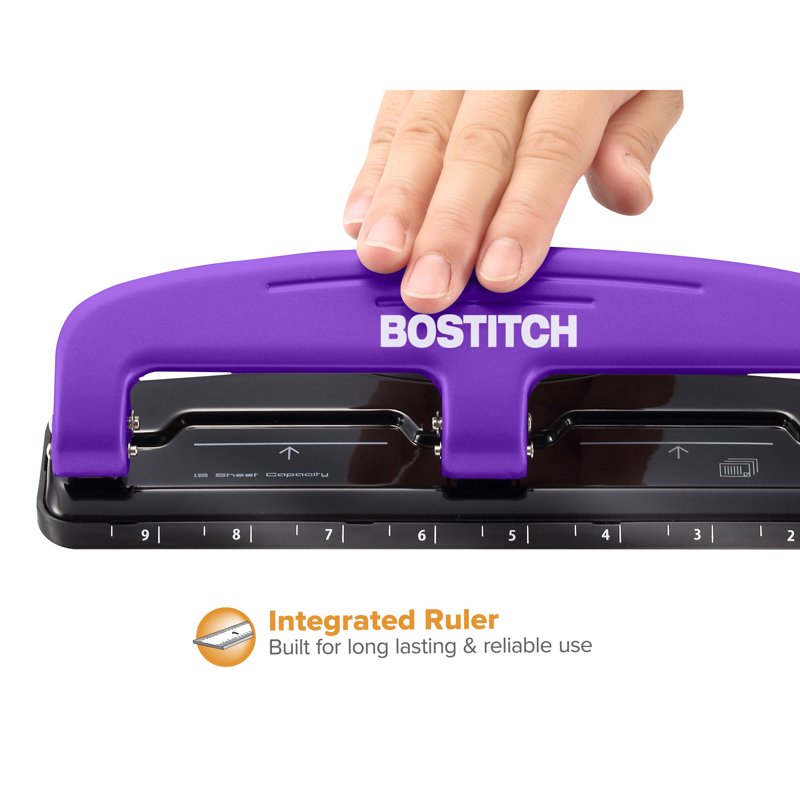 Office Hole Puncher 12 Sheet Capacity with EZ Squeeze Technology - Metal Construction