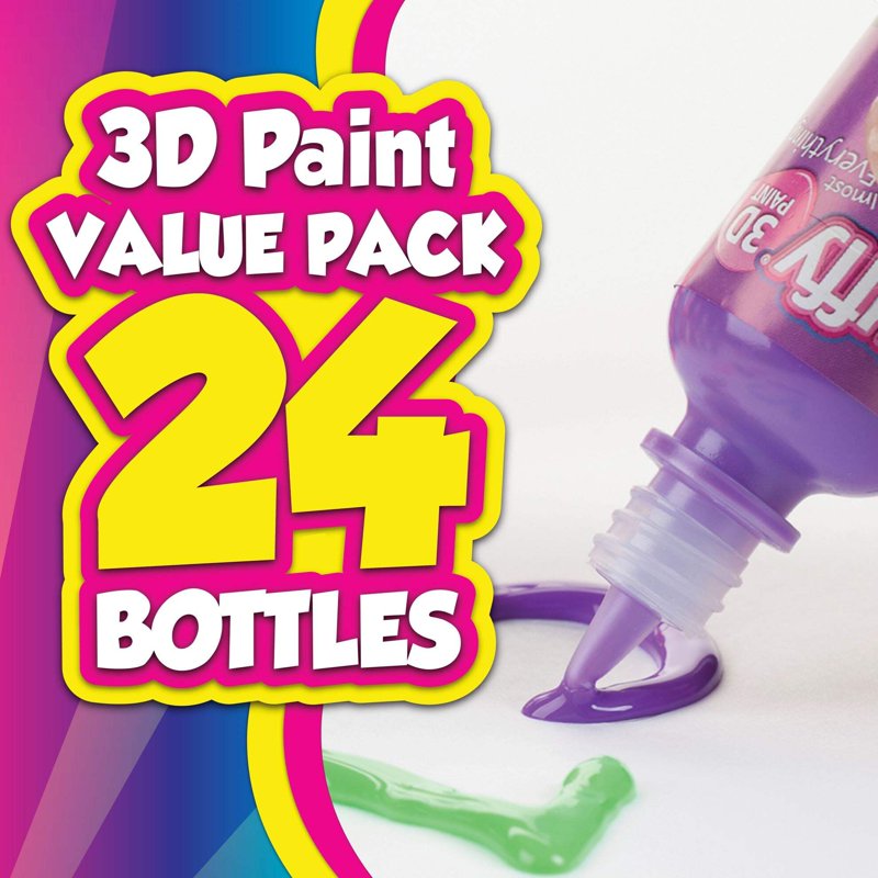 Puffy 3D Paint Artist Pack - Multi-Surface Permanent Puffy Paints, 24 Colors