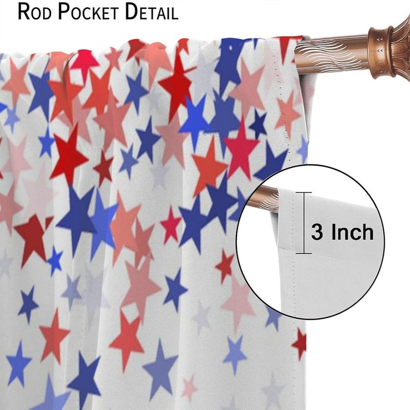 Independence Day Blackout Curtains - 4th of July Stars Window Drapes, Multiple Sizes