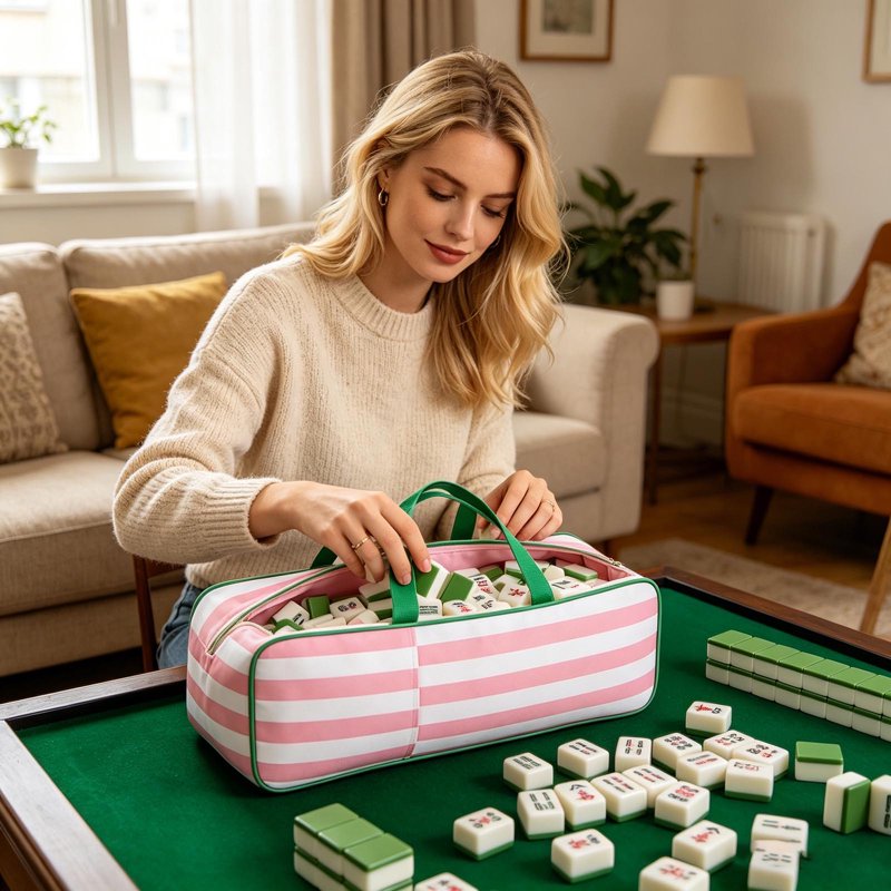 Mahjong Rack Storage Bag with Handle & Zipper, Portable Organizer Case