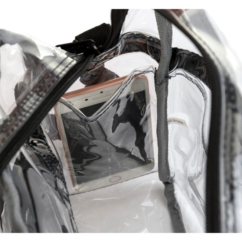 Heavy Duty Clear PVC Shoulder Bag with Top Handle & Adjustable Strap