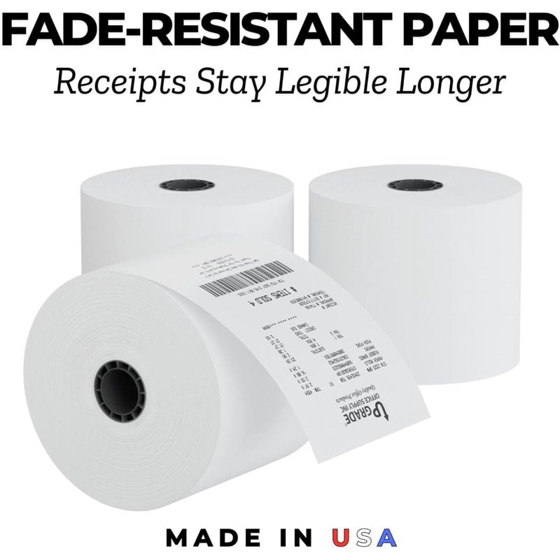 Office Adding Machine Tape Rolls 2 1/4 Inch x 150 Ft 96-Pack - Made in USA
