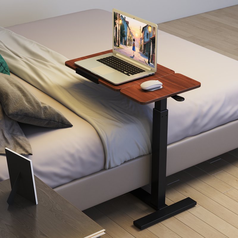 Adjustable Overbed Desk with Flip Top & Wheels - Portable Laptop Table for Home & Office
