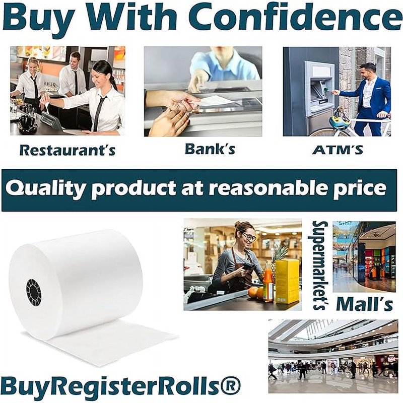 Thermal Receipt Paper Rolls 3 1/8 x 230 ft for POS Cash Registers - 32 Rolls