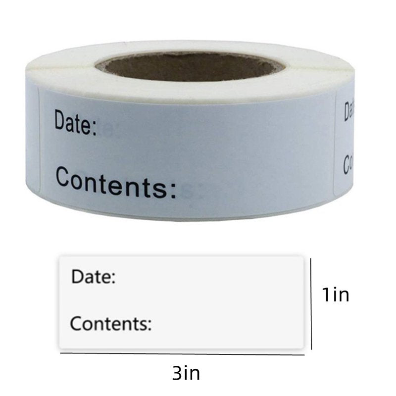 Removable Food Freezer Labels, 500 Pack, Waterproof & Oil Resistant, 1 x 3 Inch Food Storage Stickers