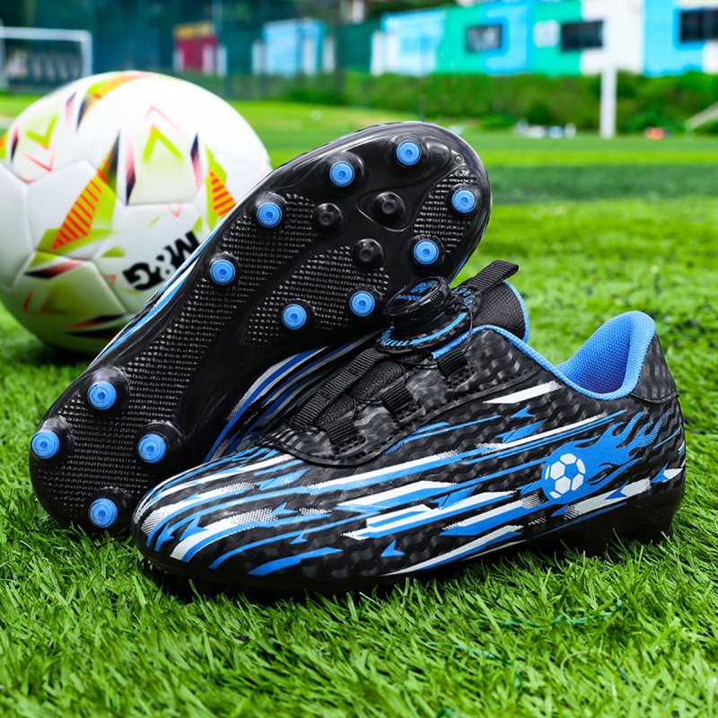 ChiVerve Unisex Kids Baseball Cleats - Softball Football Soccer Shoes, Easy-On Sneakers, Blue AG
