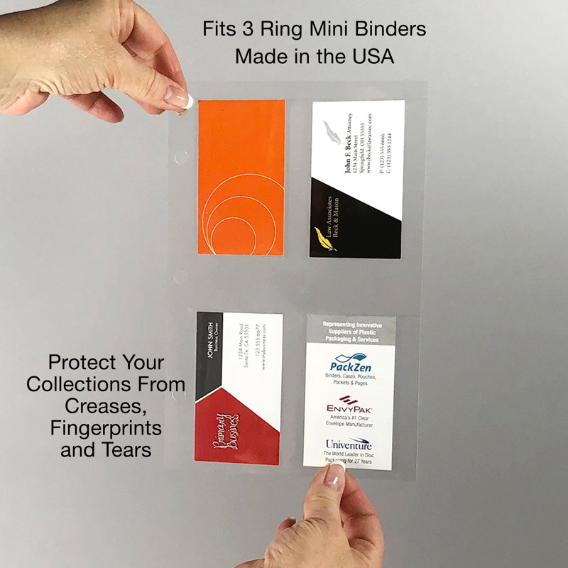 Mini Business Card Pages Pack of 20 - Fits UniKeep Mini Binders, Archival Quality