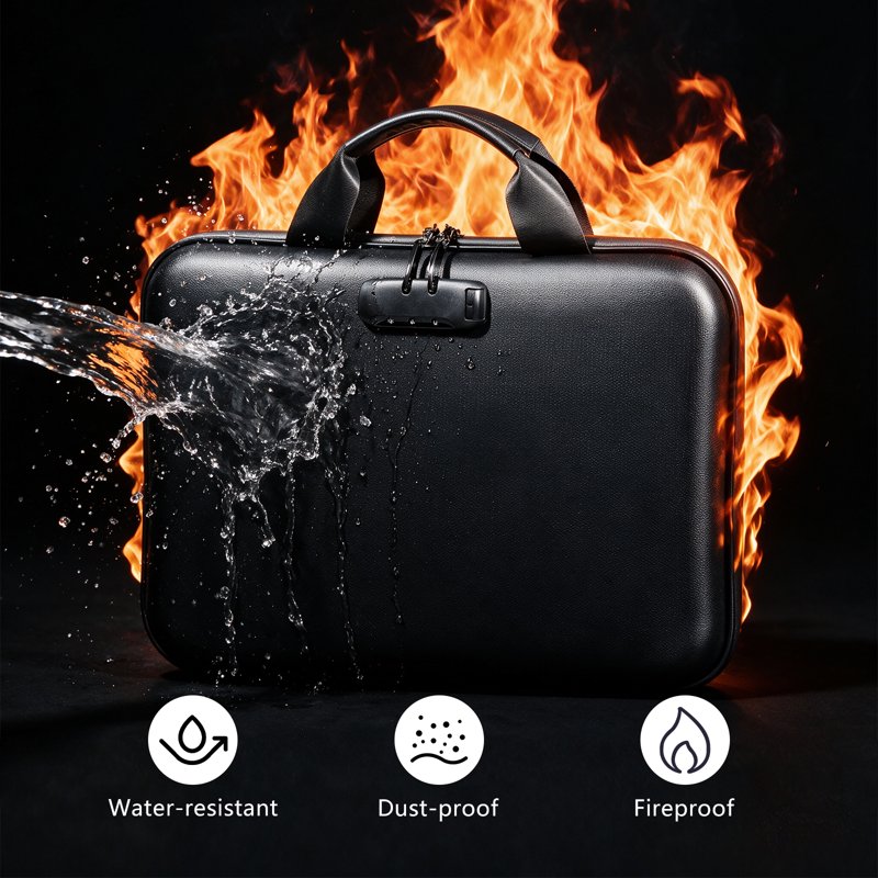 Fireproof Document Organizer Bag with Lock, Heat-Resistant File Folder for Home Office Travel