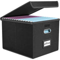 Foldable File Storage Box with Lid - Office & Home Organizer, Black