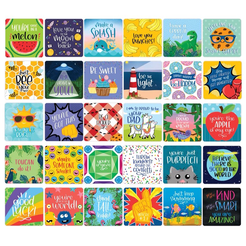 Lunch Box Note Card Deck - 30 Inspirational & Punny Messages for Kids