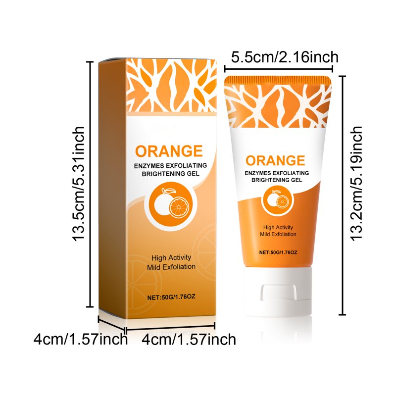 Exfoliating Gel for Face and Body with Orange Extract - All Skin Types, 1.76oz