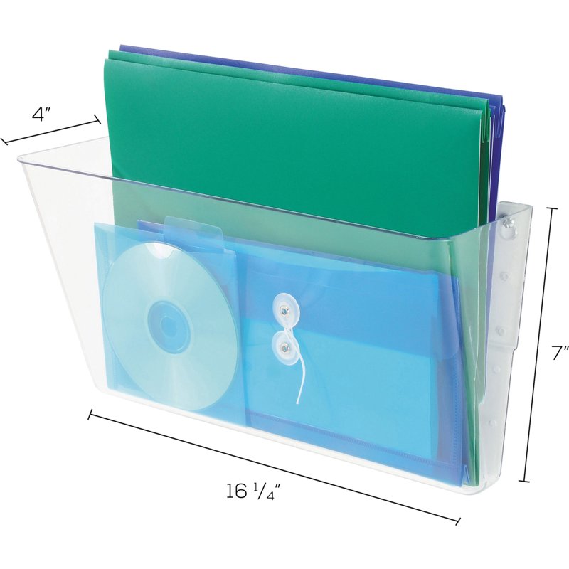 Stackable Document Wall Pocket - Clear, Legal Size, Reusable