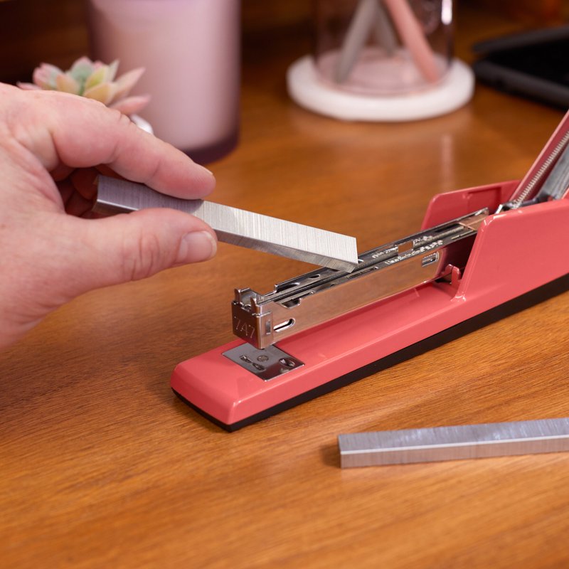 Desktop Stapler for 30 Sheets - Full Size, Jam-Resistant, Raspberry