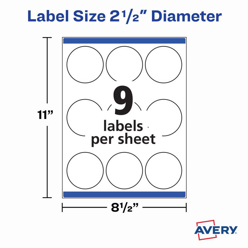 Printable Round Labels 2.5 Inch Matte White - 225 Custom Sticker Sheets