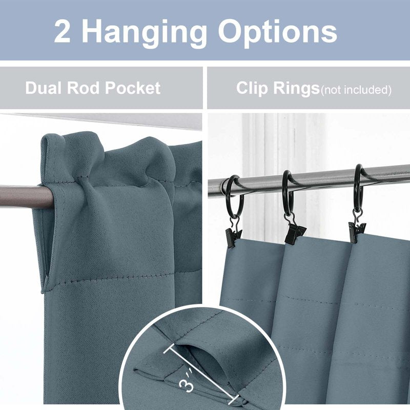 Blackout Curtain Panels 30x36 Inches for Small Windows - 2 Pack